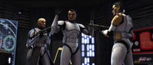 Captain Rex and Commander Cody are the main clone characters of the series. Seen arresting a traitorous clone in